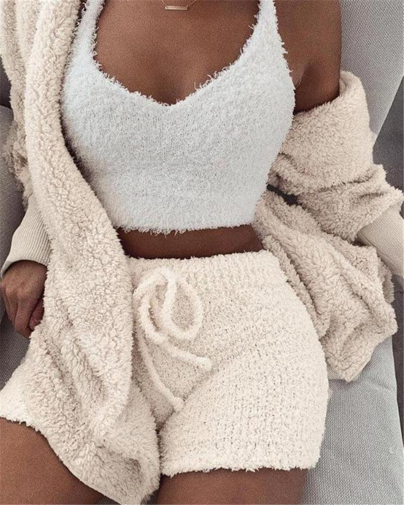 3PCS Women’s Crop Top & Shorts Set
