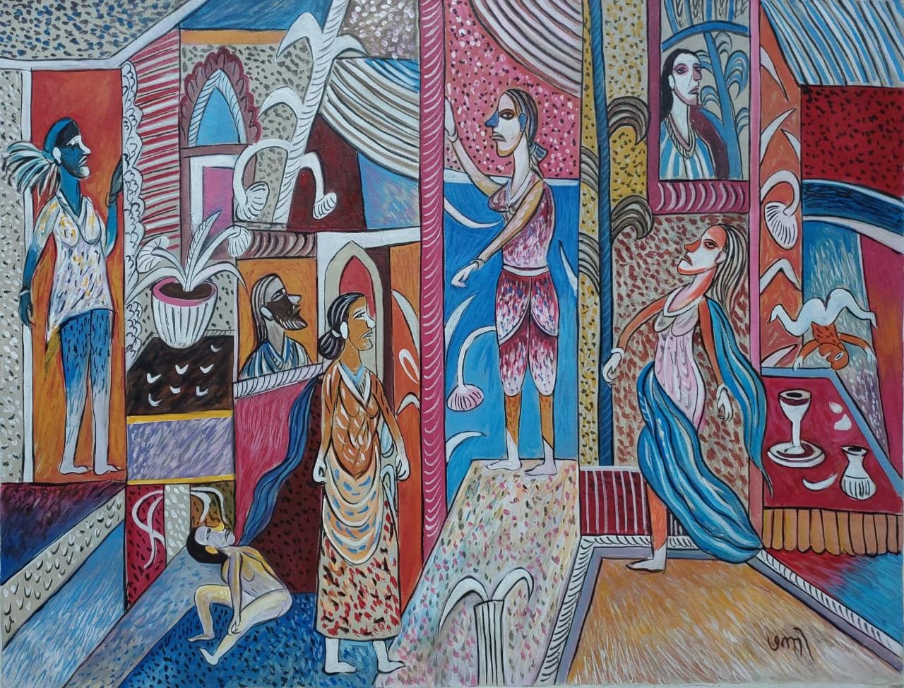 Acrylic on Canvas (1998) by K.G. Subramanyan